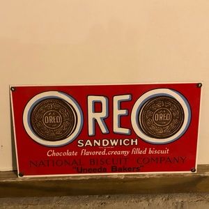 Vintage Ande Rooney Porcelain Oreo Cookie Sign